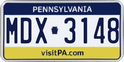 PA license plate MDX3148