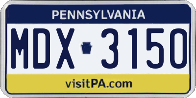 PA license plate MDX3150