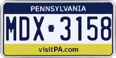 PA license plate MDX3158