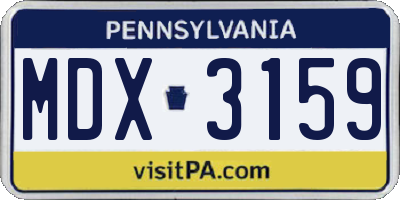 PA license plate MDX3159