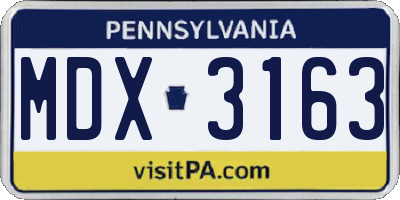 PA license plate MDX3163
