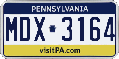 PA license plate MDX3164