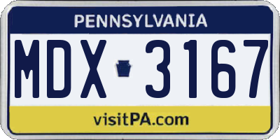 PA license plate MDX3167