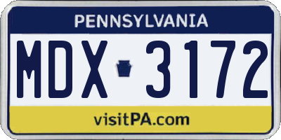 PA license plate MDX3172