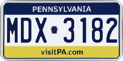 PA license plate MDX3182