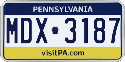 PA license plate MDX3187