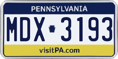 PA license plate MDX3193
