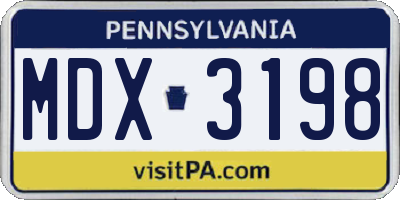 PA license plate MDX3198