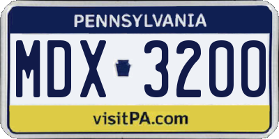 PA license plate MDX3200