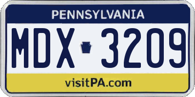 PA license plate MDX3209