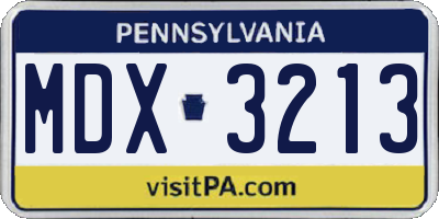 PA license plate MDX3213