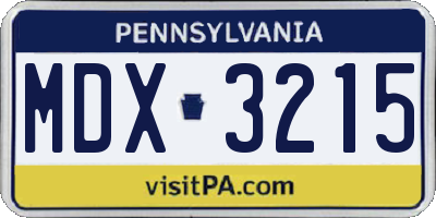 PA license plate MDX3215