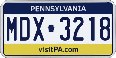 PA license plate MDX3218