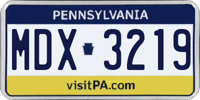 PA license plate MDX3219