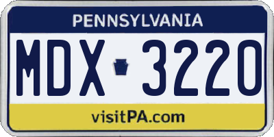 PA license plate MDX3220