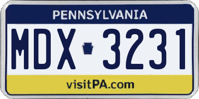 PA license plate MDX3231