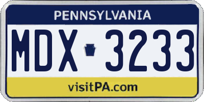 PA license plate MDX3233