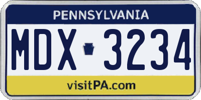PA license plate MDX3234