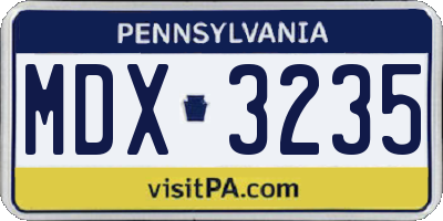 PA license plate MDX3235