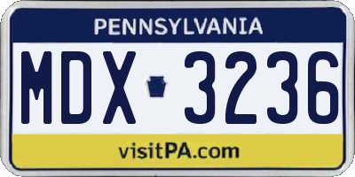 PA license plate MDX3236