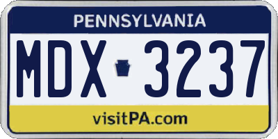 PA license plate MDX3237