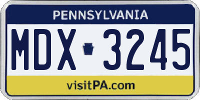 PA license plate MDX3245