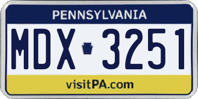 PA license plate MDX3251