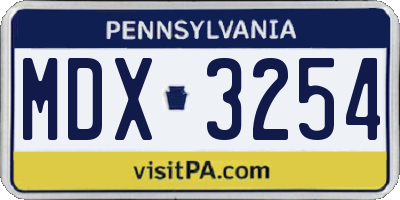 PA license plate MDX3254