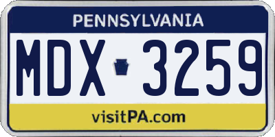 PA license plate MDX3259