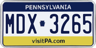 PA license plate MDX3265