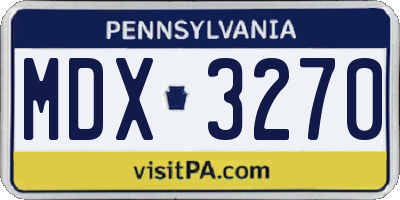 PA license plate MDX3270