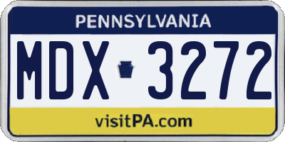 PA license plate MDX3272