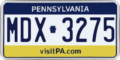 PA license plate MDX3275