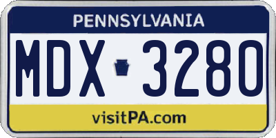 PA license plate MDX3280