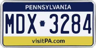 PA license plate MDX3284