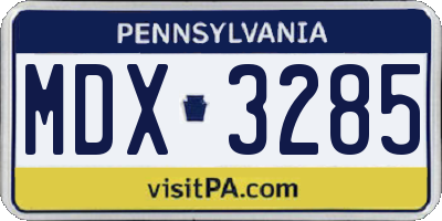 PA license plate MDX3285