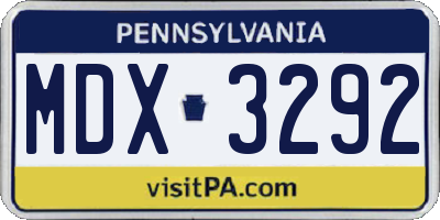 PA license plate MDX3292