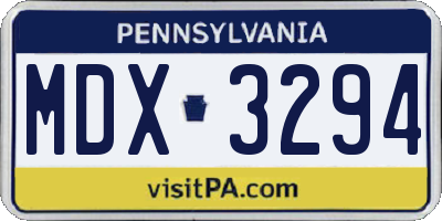 PA license plate MDX3294