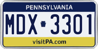 PA license plate MDX3301