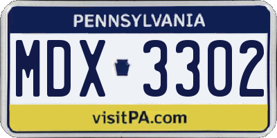 PA license plate MDX3302