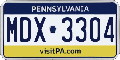 PA license plate MDX3304