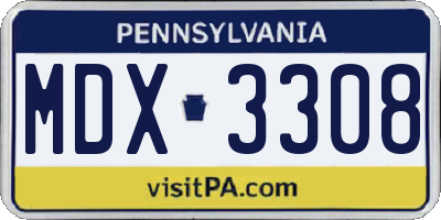 PA license plate MDX3308