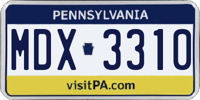 PA license plate MDX3310