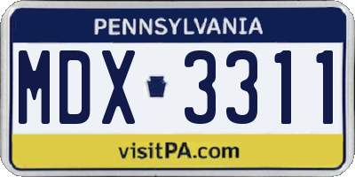 PA license plate MDX3311
