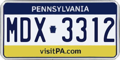 PA license plate MDX3312