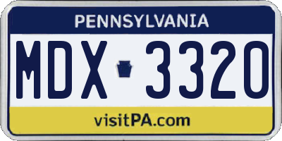 PA license plate MDX3320