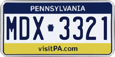 PA license plate MDX3321