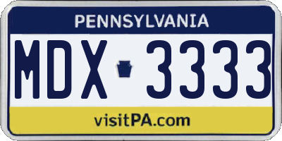 PA license plate MDX3333