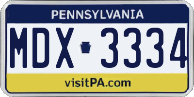PA license plate MDX3334