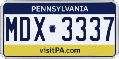 PA license plate MDX3337